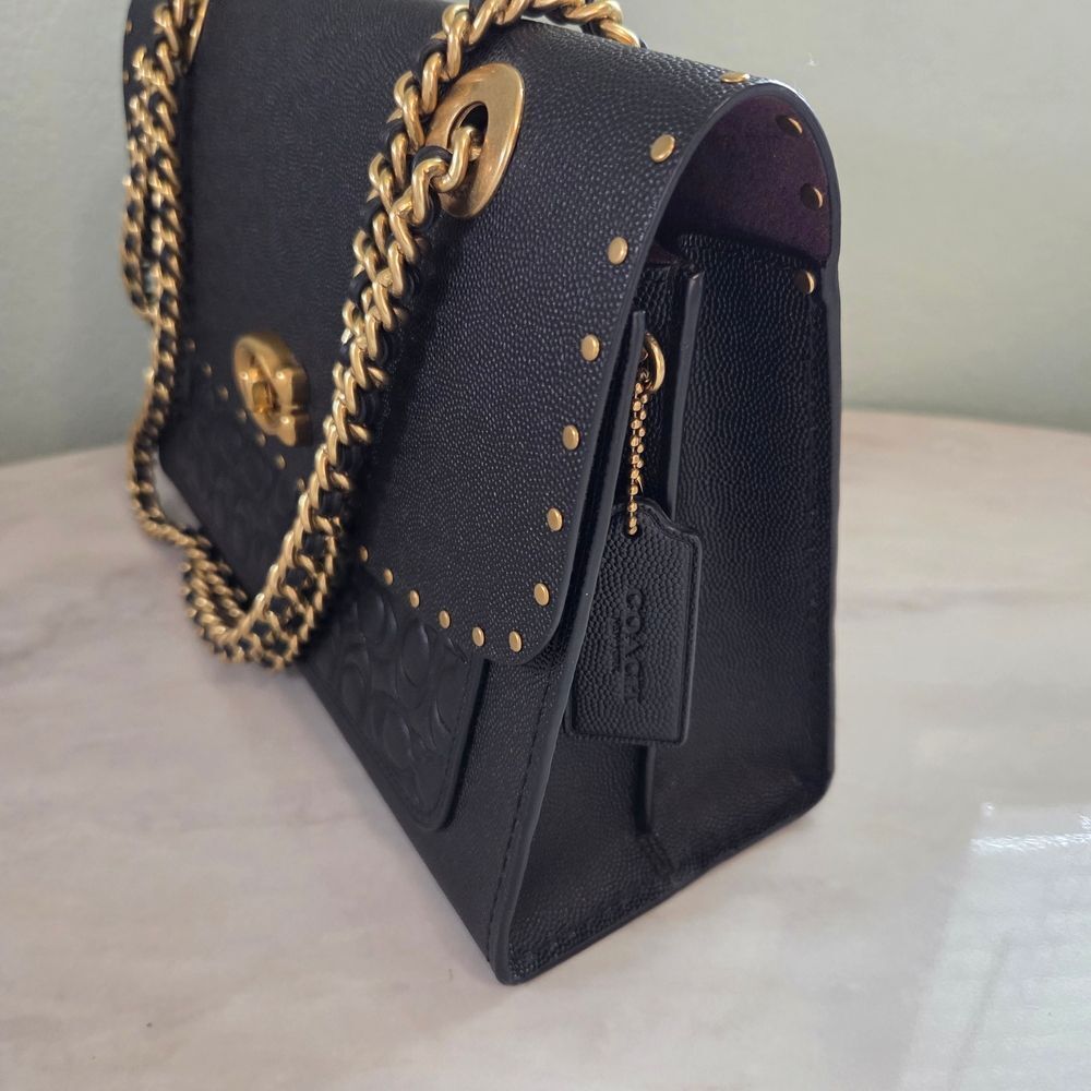 Coach Parker In Signature Leather With Rivets Shoulder Bag Crossbody - Picture 5 of 9